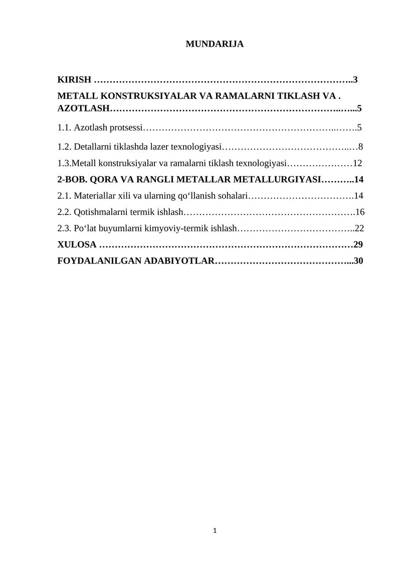 Metall konstruksiyalar va ramalarni tiklash texnologiyasi
