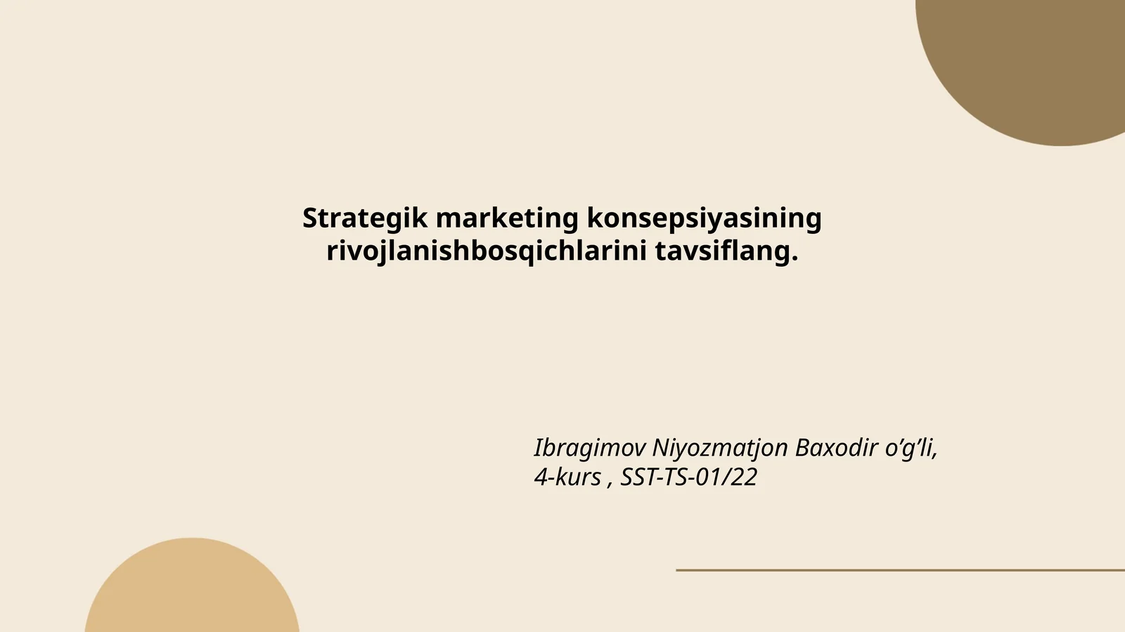 Strategik marketing konsepsiyasi rivojlanish bosqichlari