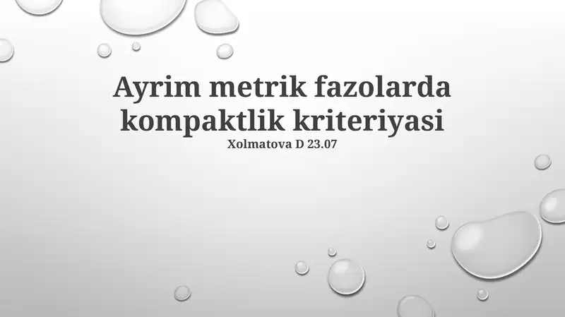 Kompakt Metrik Fazolar Misollari