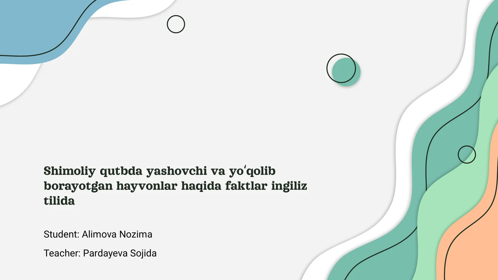 Shimoliy qutbda yashovchi va yoʻqolib borayotgan hayvonlar haqida faktlar ingiliz tilida