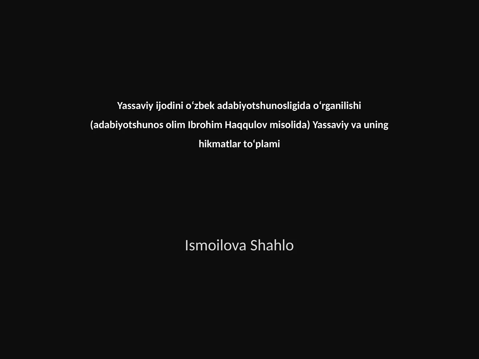 Yassaviy va uning hikmatlar toʻplami