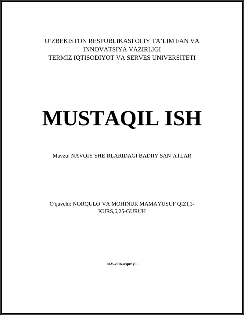 NAVOIY SHE'RLARIDAGI BADIIY SAN'ATLAR