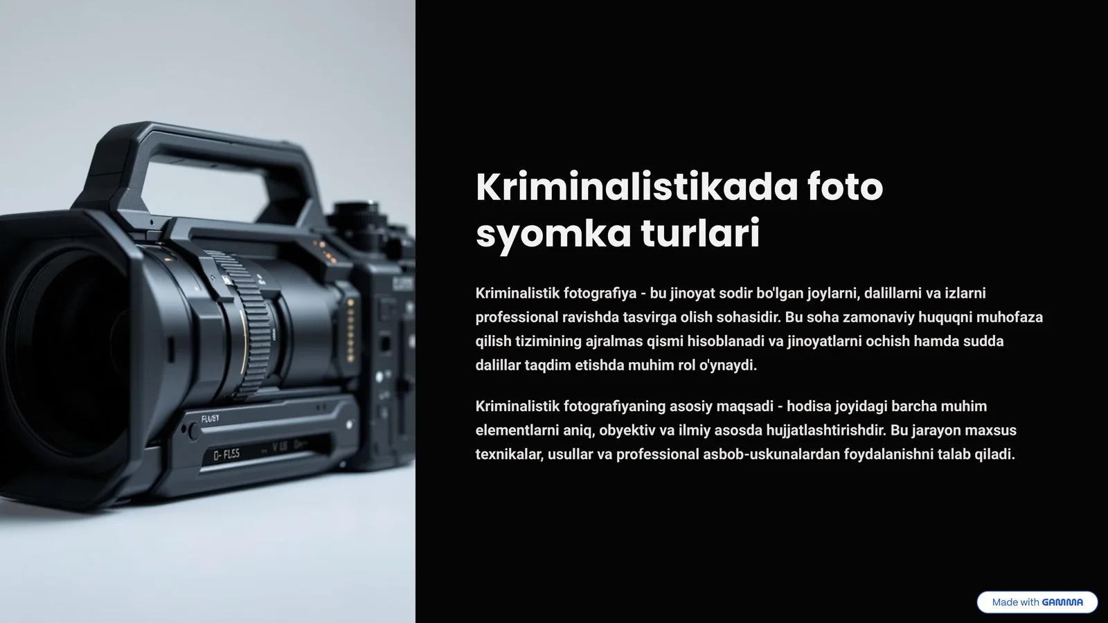 Kriminalistikada foto syomka turlari