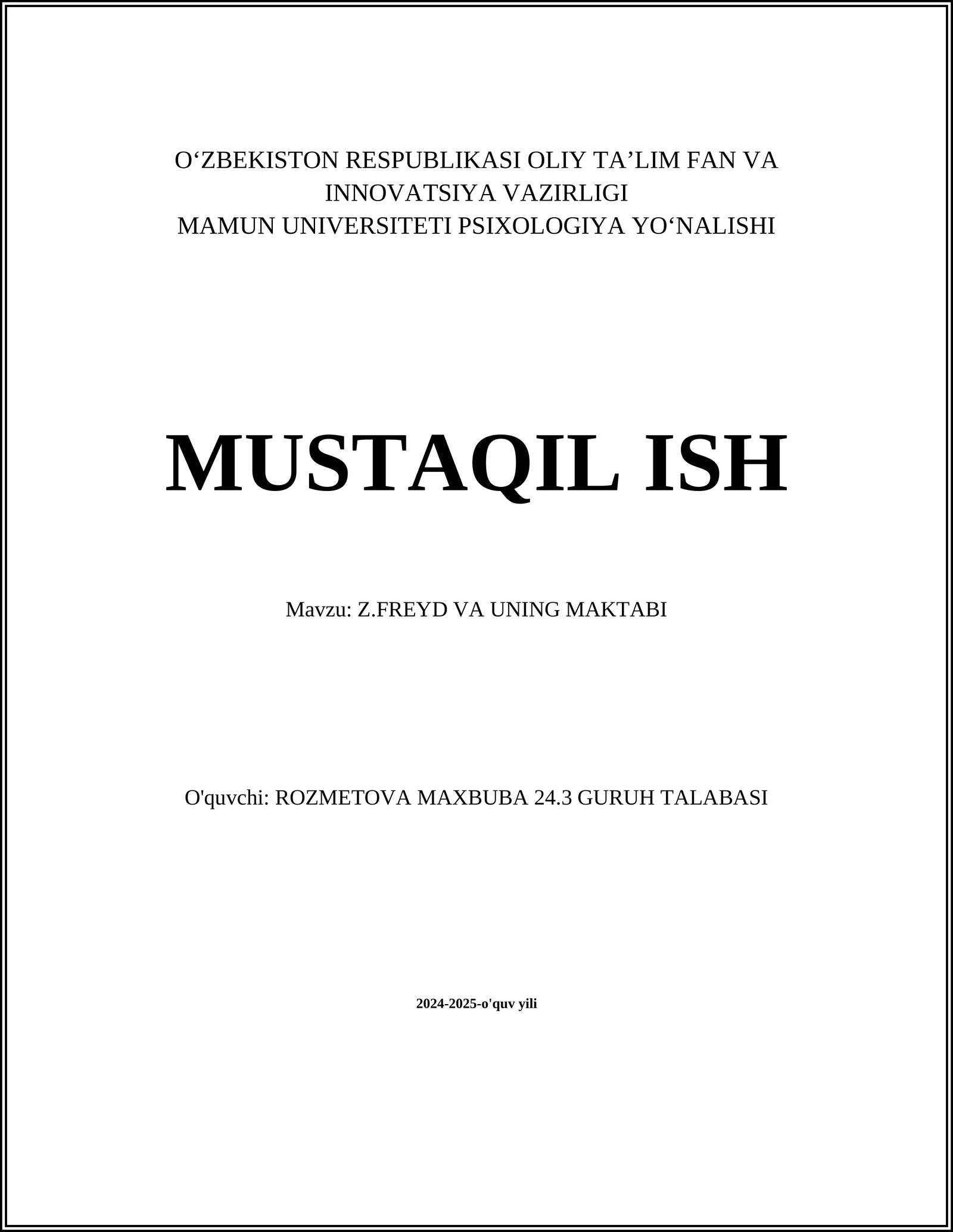 Z.FREYD VA UNING MAKTABI