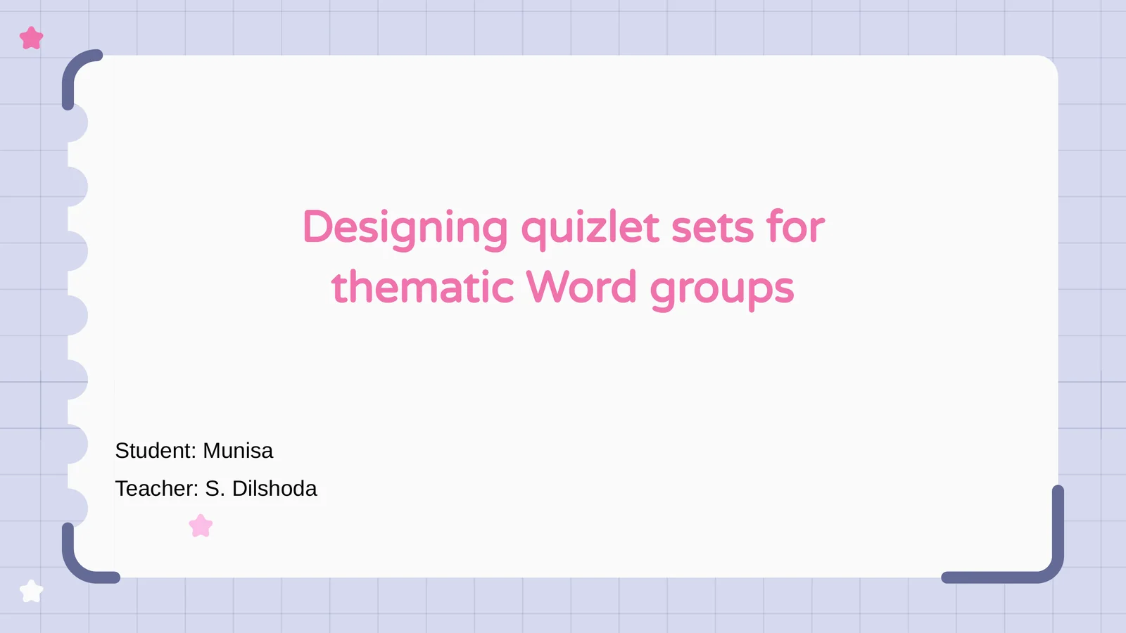 Designing quizlet sets for thematic Word groups