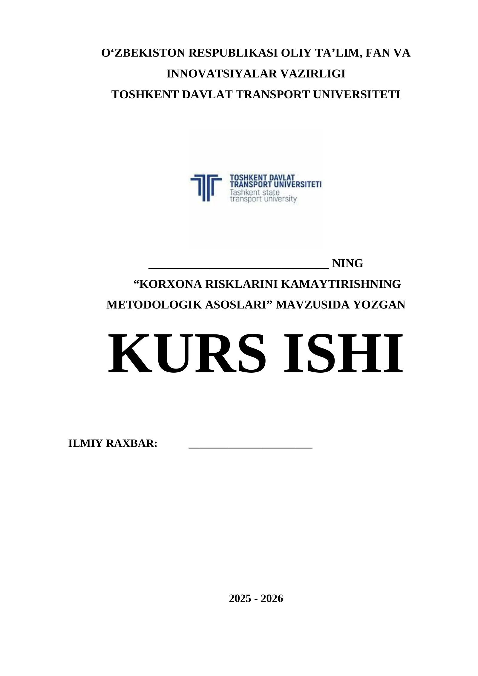 KORXONA RISKLARINI KAMAYTIRISHNING METODOLOGIK ASOSLARI