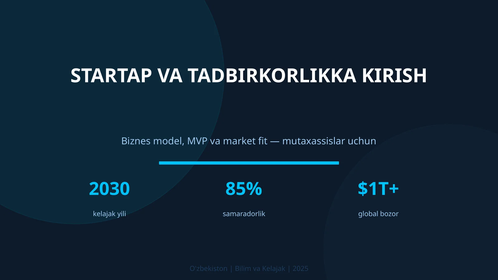 Biznes model, MVP va market fit — mutaxassislar uchun