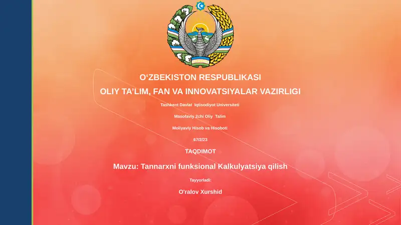 Tannarxni funksional Kalkulyatsiya qilish