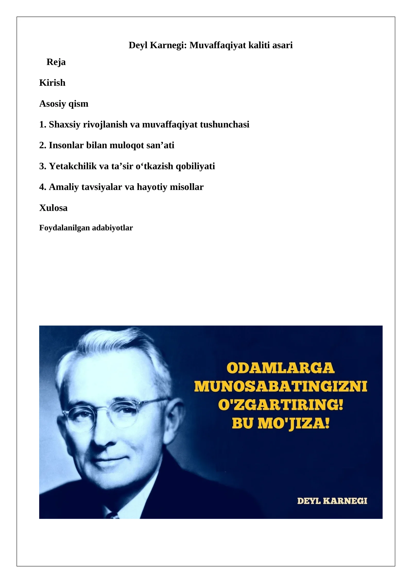 Deyl Karnegi: Muvaffaqiyat kaliti asari