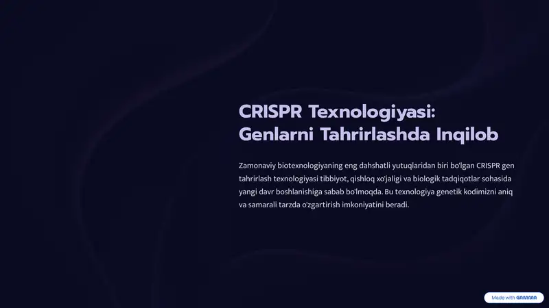 CRISPR Texnologiyasi: Genlarni Tahrirlashda Inqilob