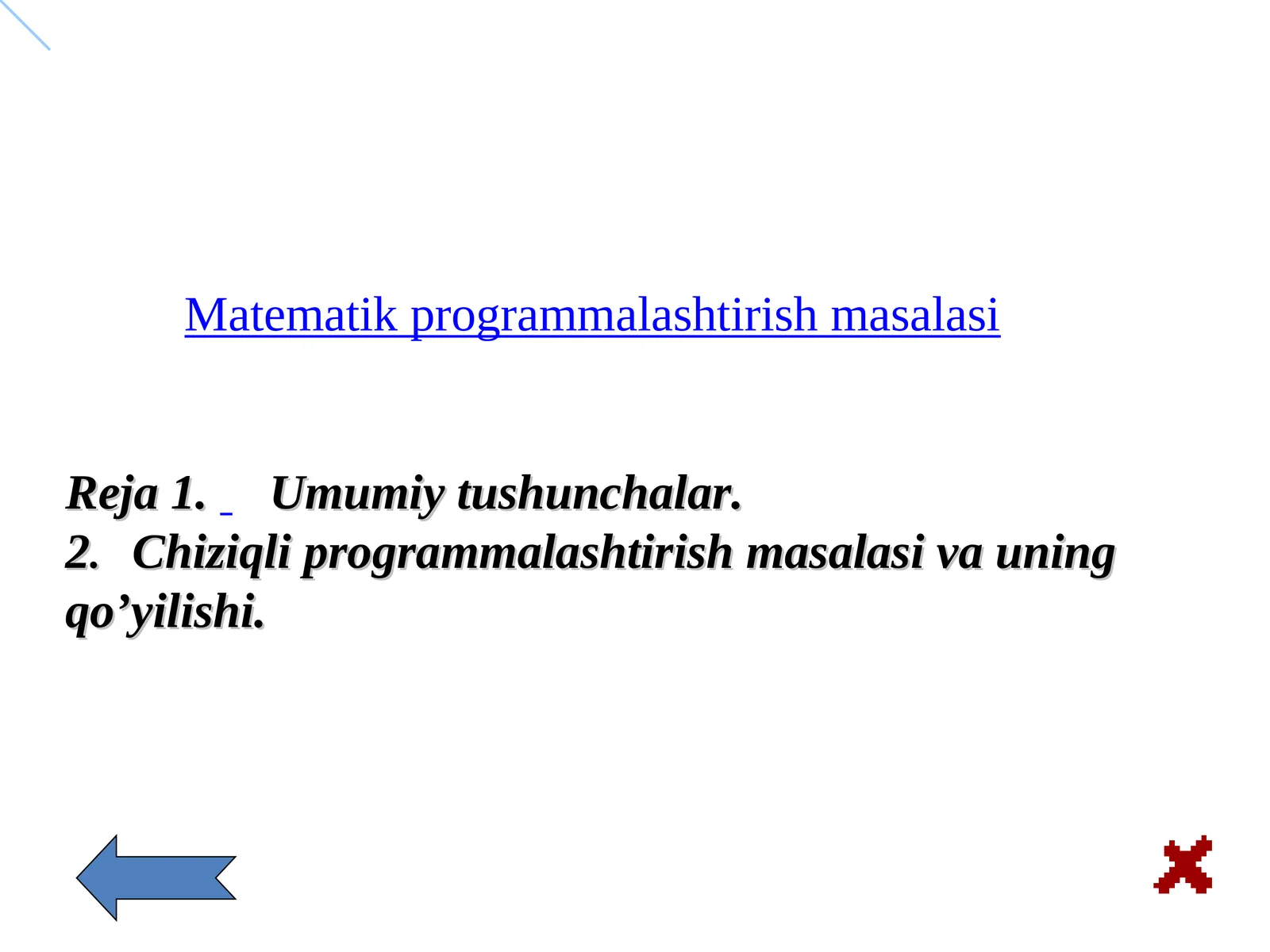 Matematik programmalashtirish masalasi