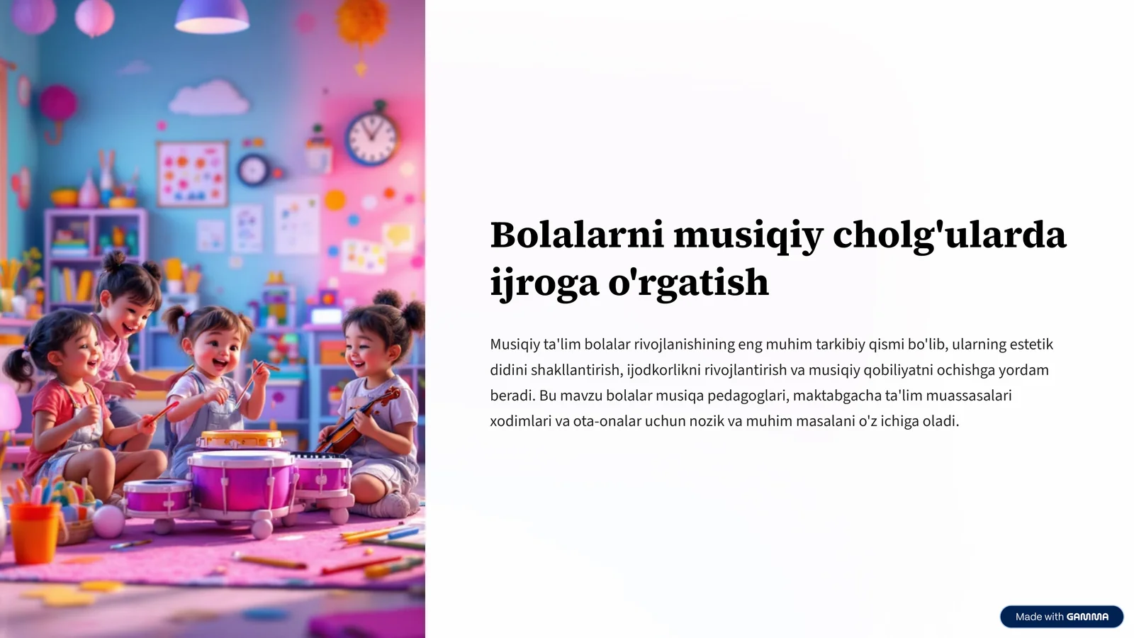 Bolalarni musiqiy cholg'ularda ijroga o'rgatish