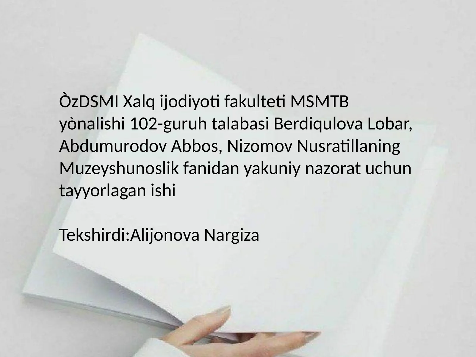 "Haykaltaroshlik san'atlari malikasi" nomlik ko'rgazma tashkil etish