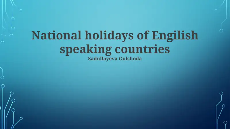 National holidays of English speaking countries