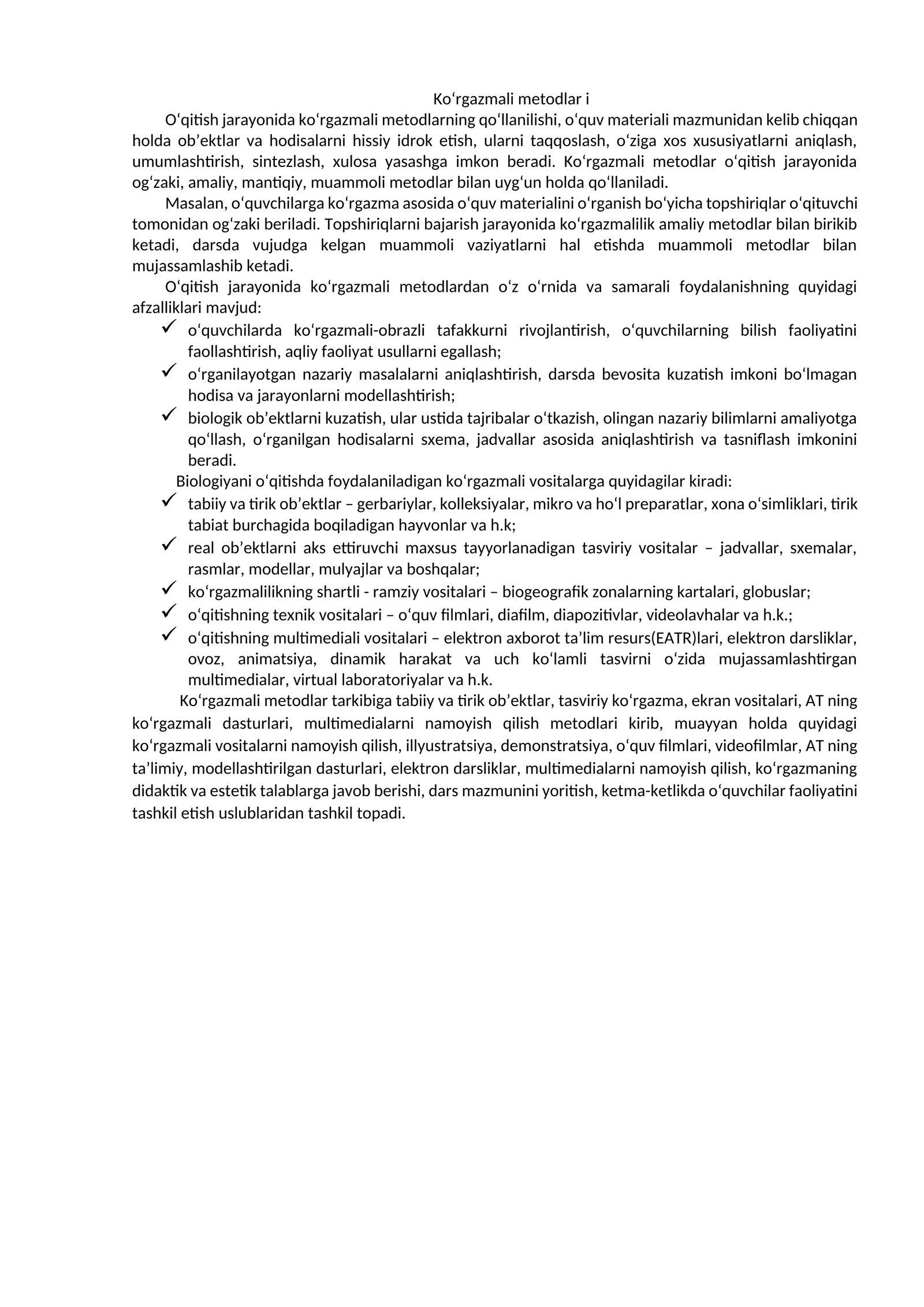 Ko‘rgazmali metodlar