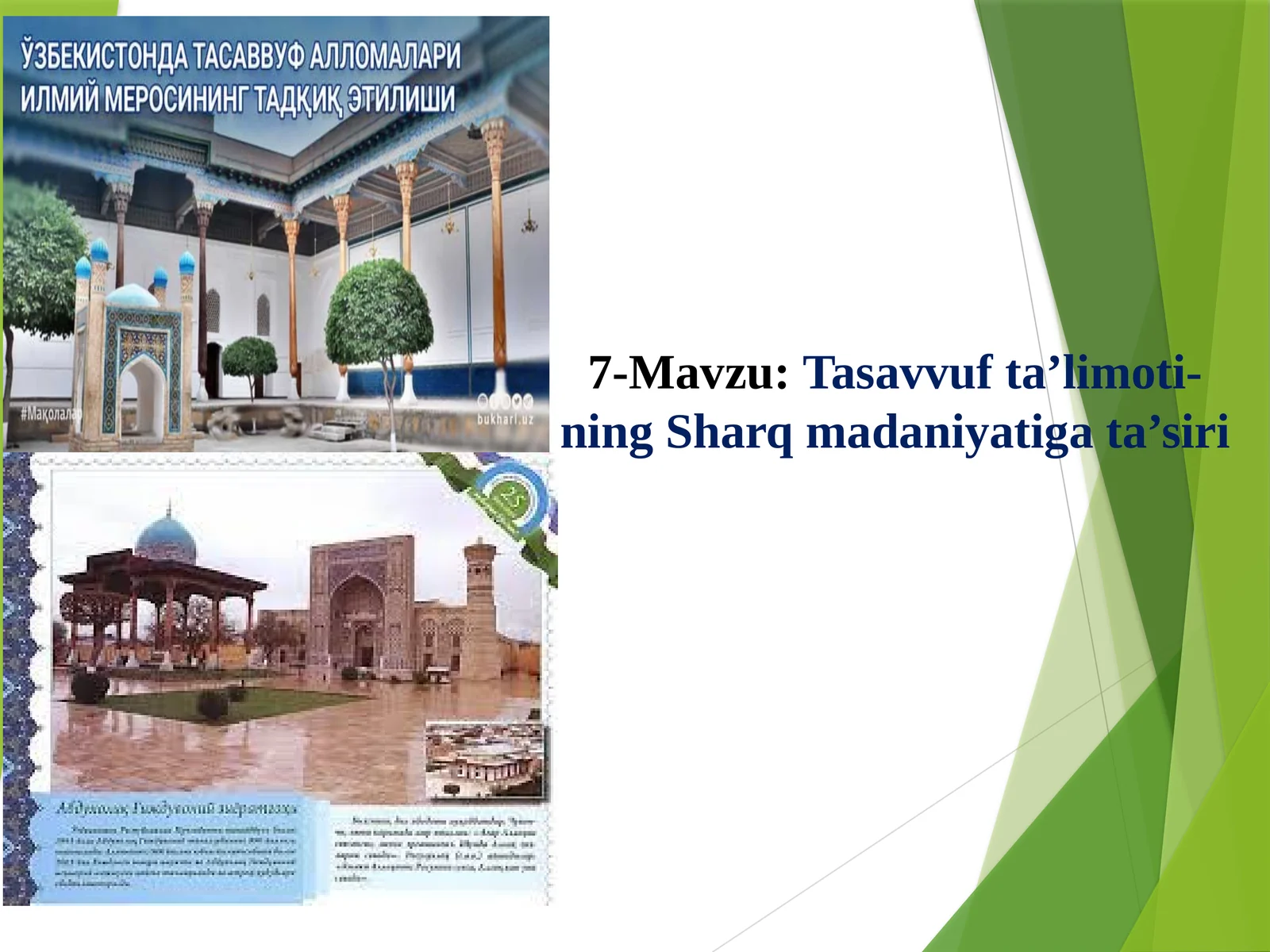Tasavvuf ta’limoti-ning Sharq madaniyatiga ta’siri