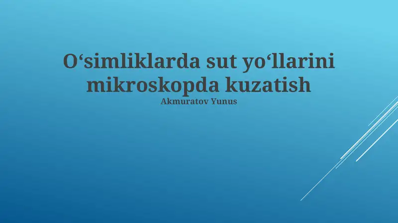 O'simliklarda Laktiferlarni Mikroskop Ostida Kuzatish