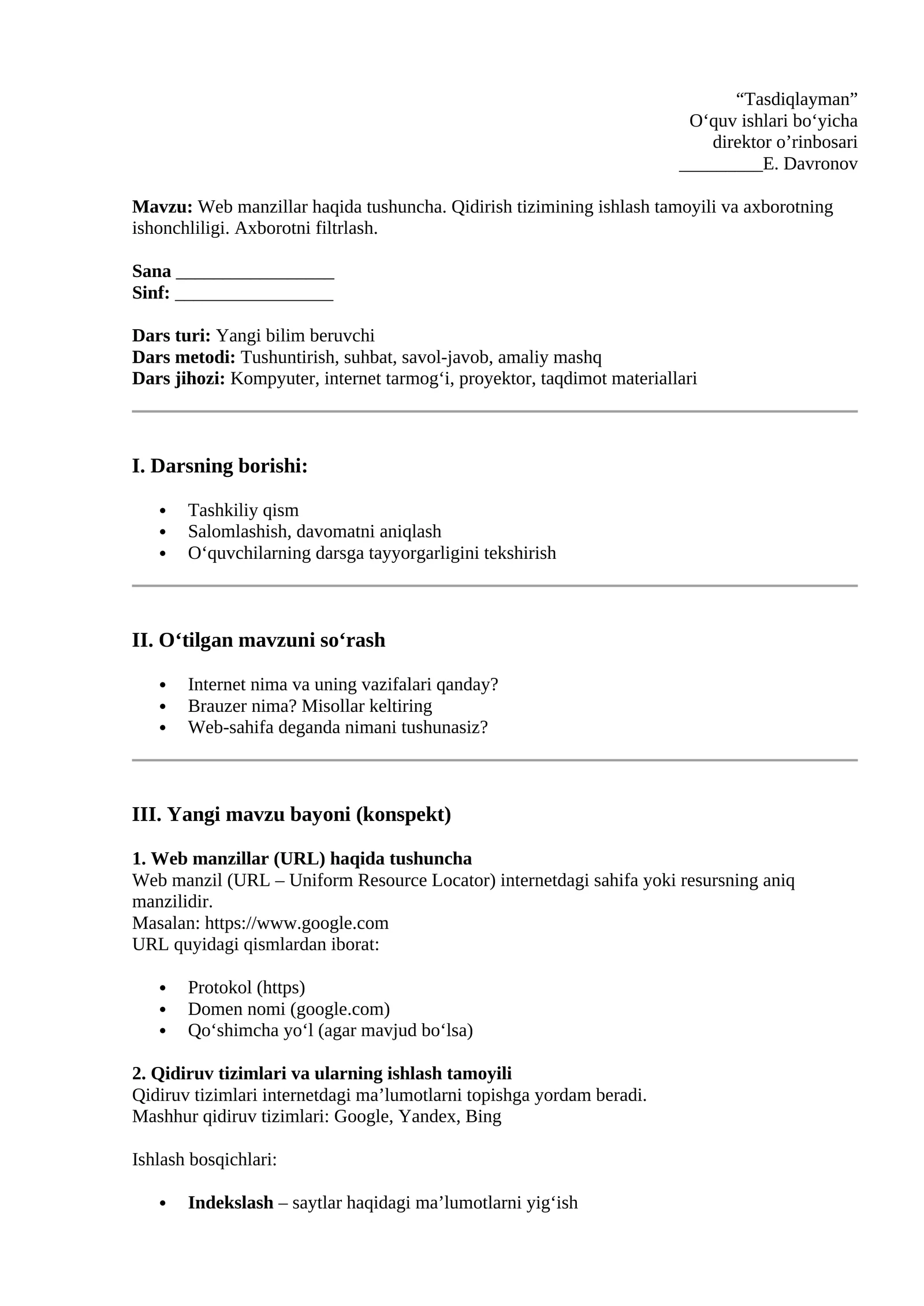 Web manzillar haqida tushuncha