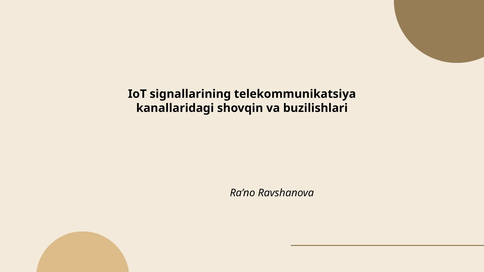 IoT signallarining telekommunikatsiya kanallaridagi shovqin va buzilishlari
