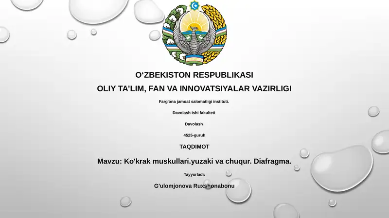 Ko'krak muskullari.yuzaki va chuqur. Diafragma