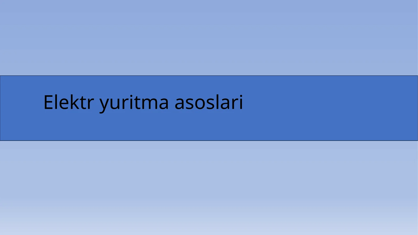 Elektr yuritma asoslari