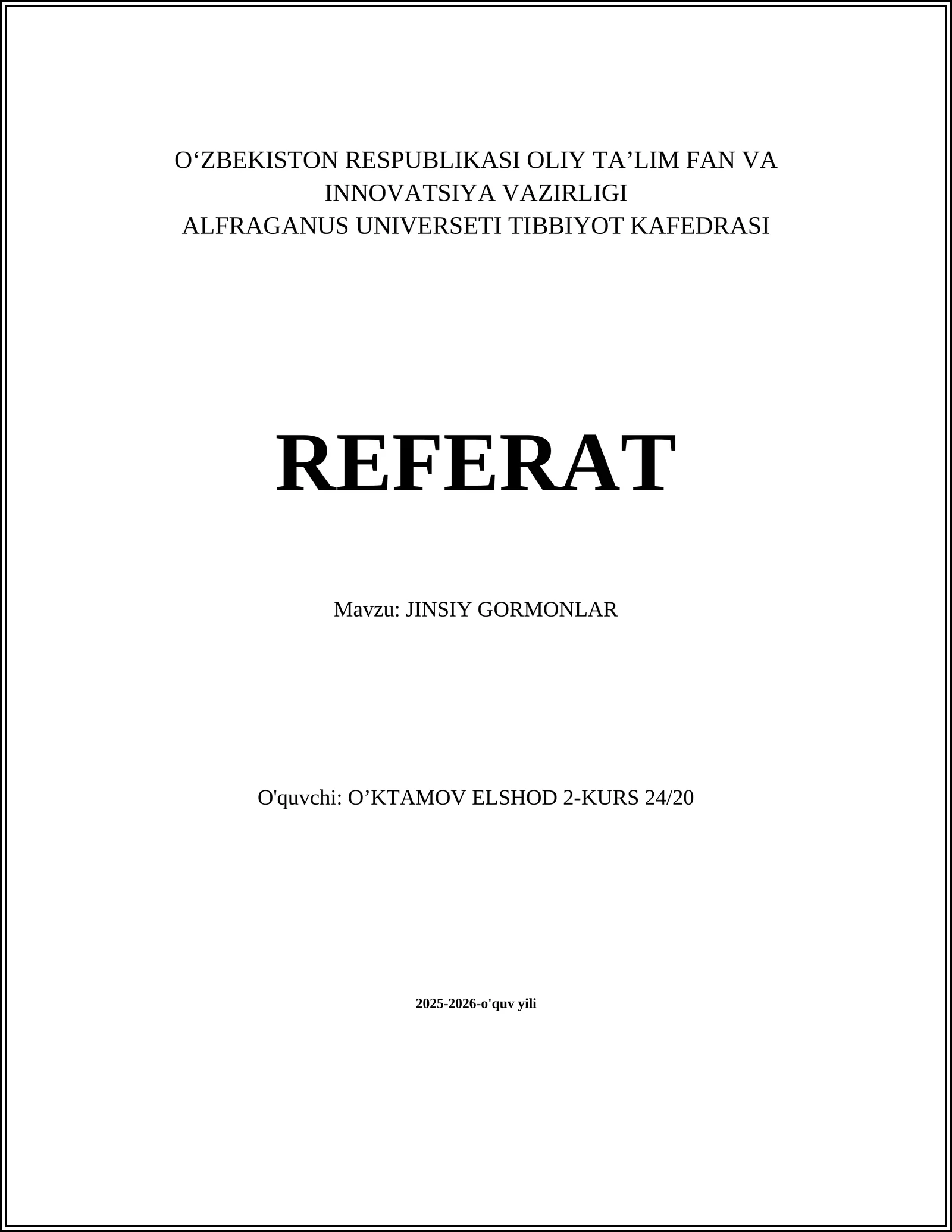 JINSIY GORMONLAR Referat