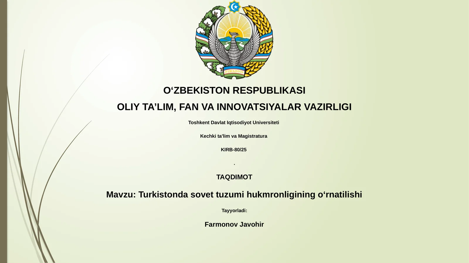 Turkistonda sovet tuzumi hukmronligining o‘rnatilishi