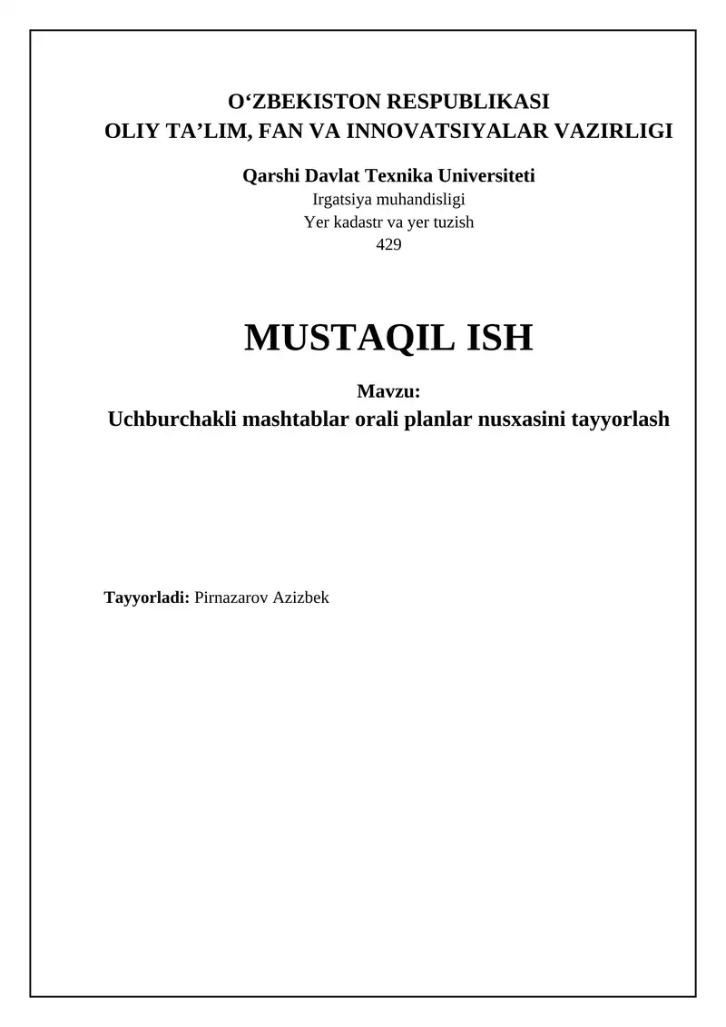 Uchburchakli mashtablar orali planlar nusxasini tayyorlash