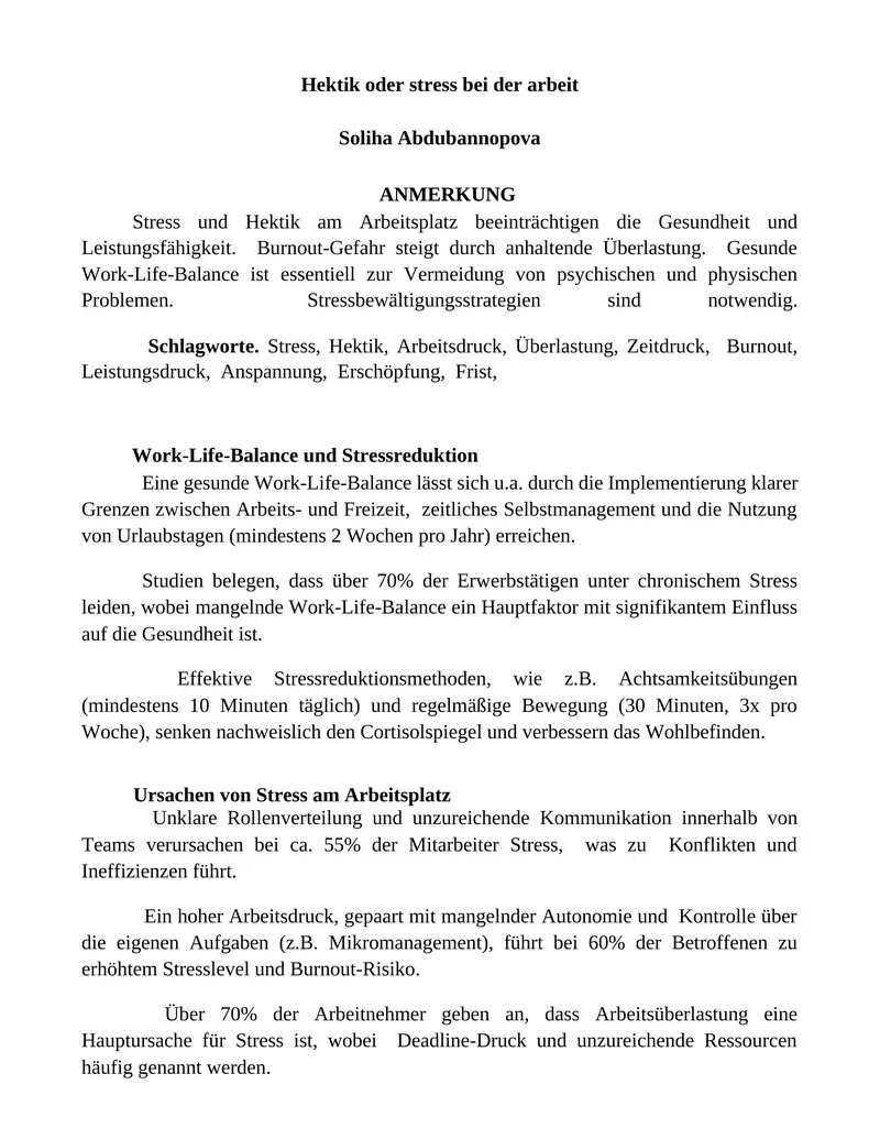 Stressbewältigung am Arbeitsplatz