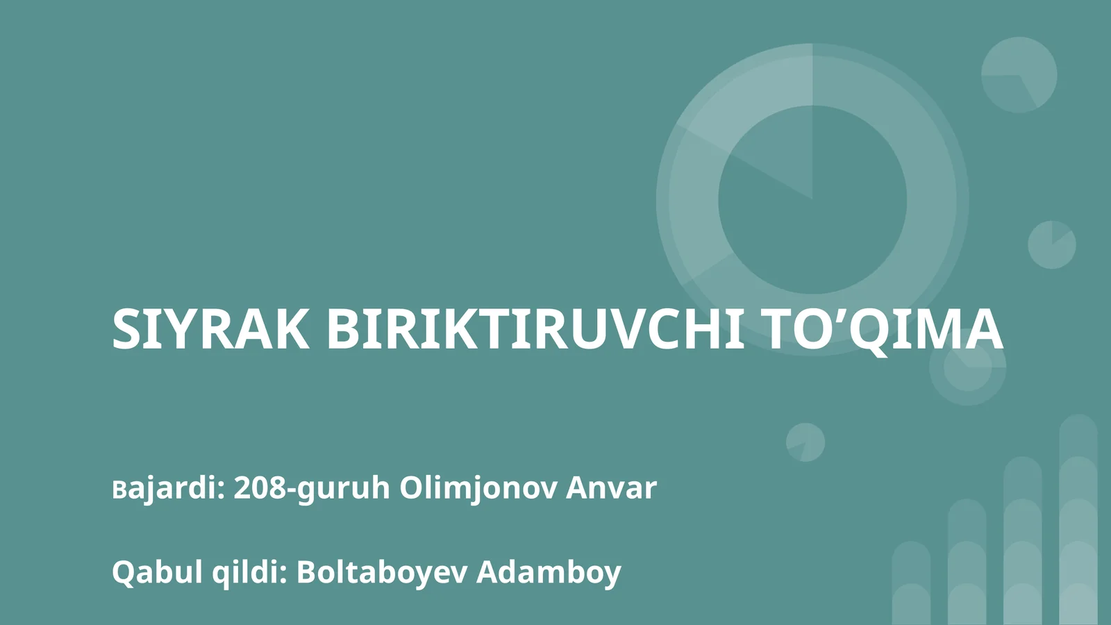 SIYRAK BIRIKTIRUVCHI TO’QIMA