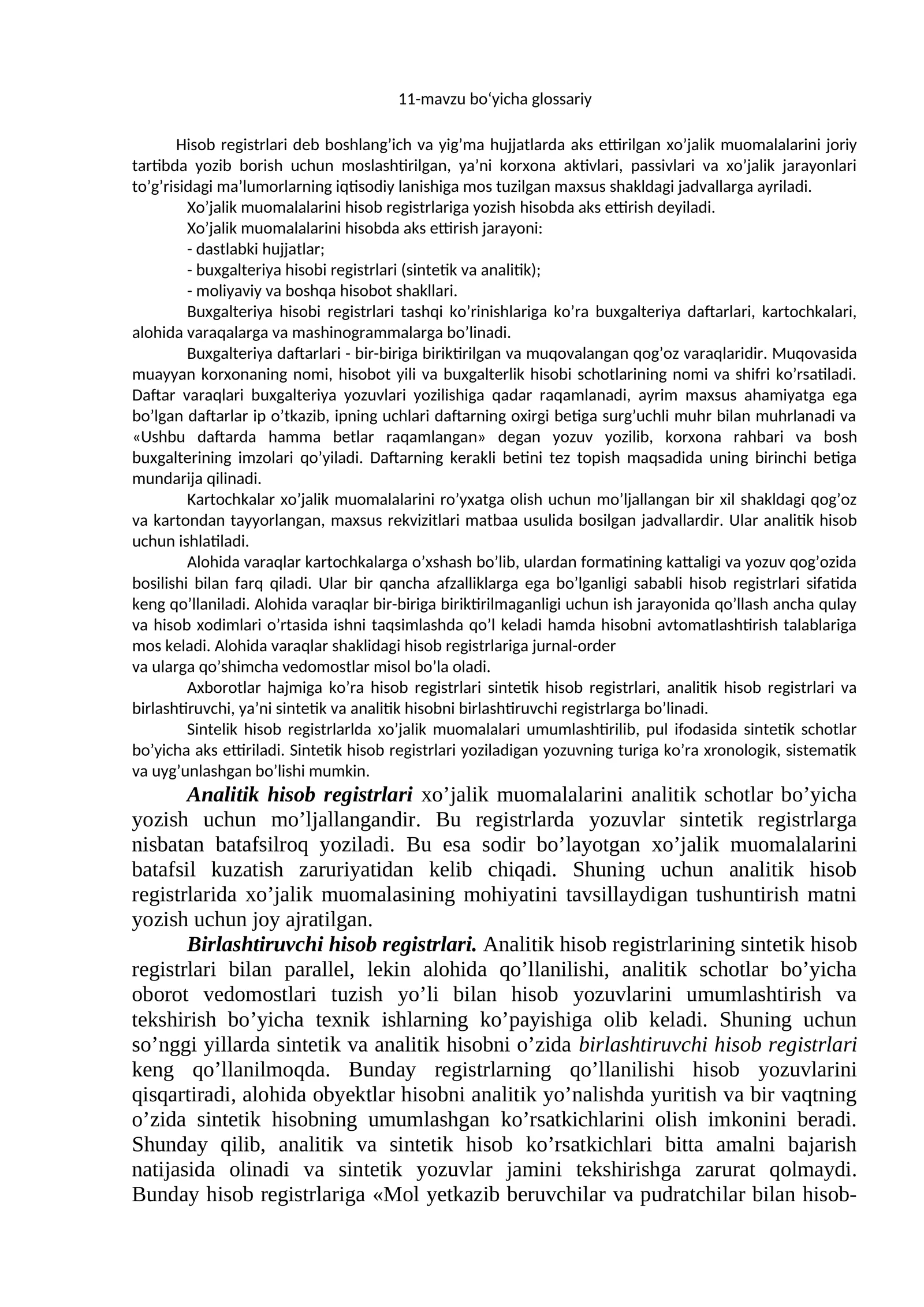 11-mavzu bo‘yicha glossariy