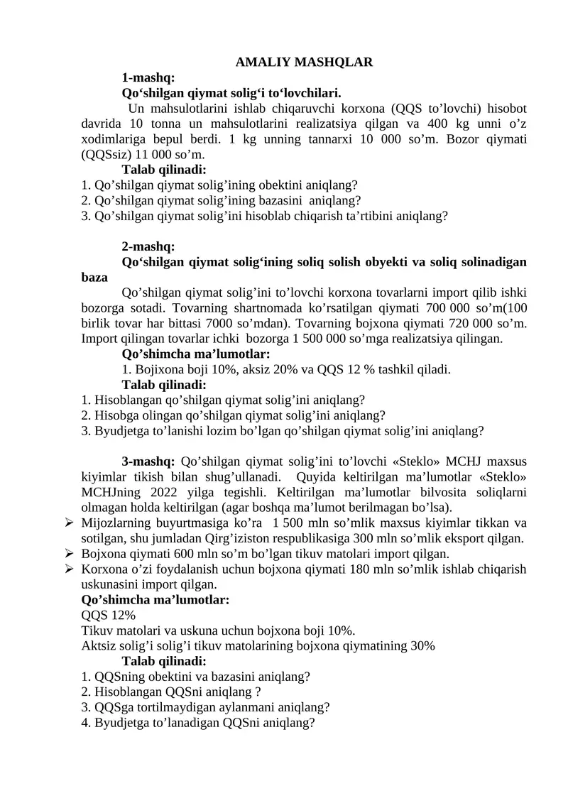 Qo'shilgan qiymat solig'i to'lovchilari