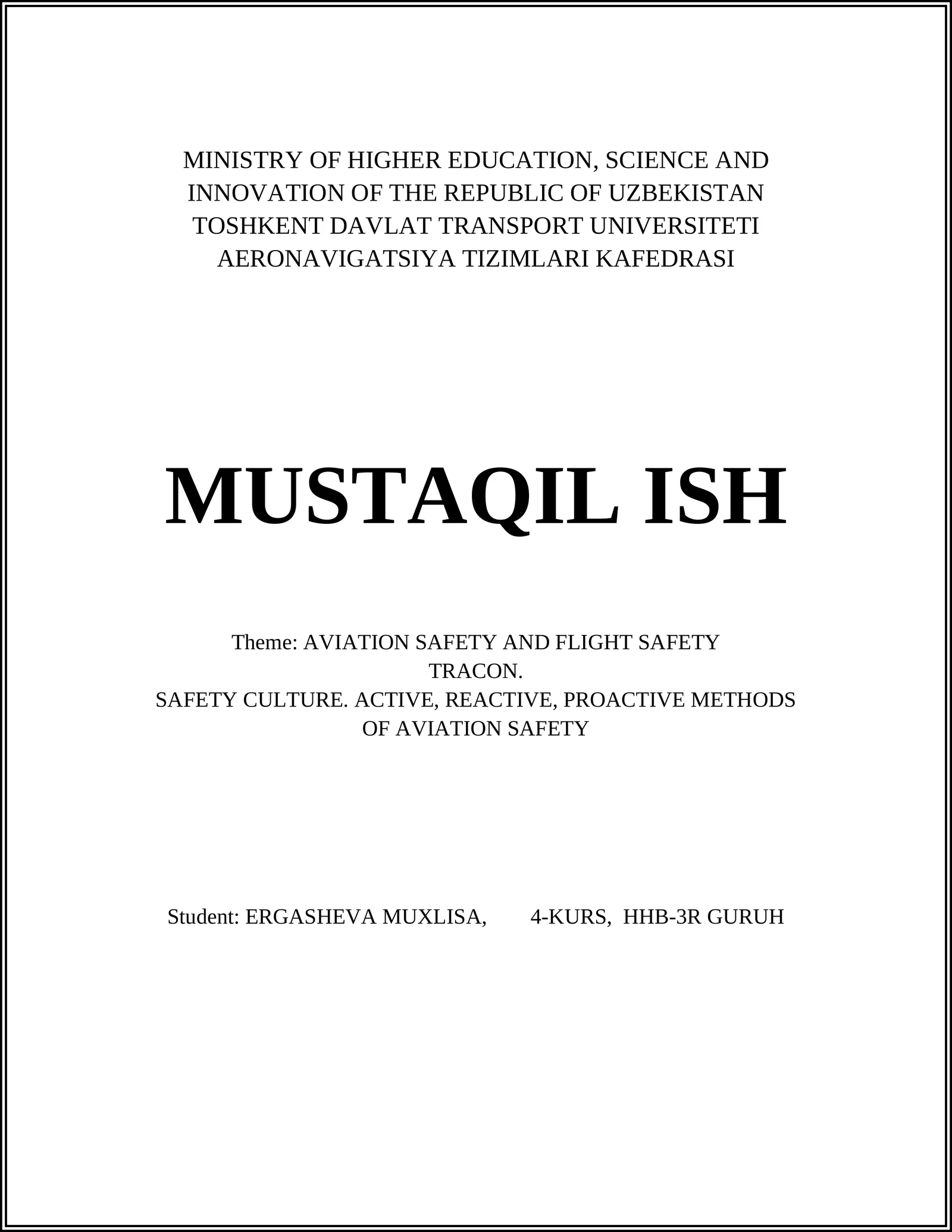 AVIATION SAFETY AND FLIGHT SAFETY