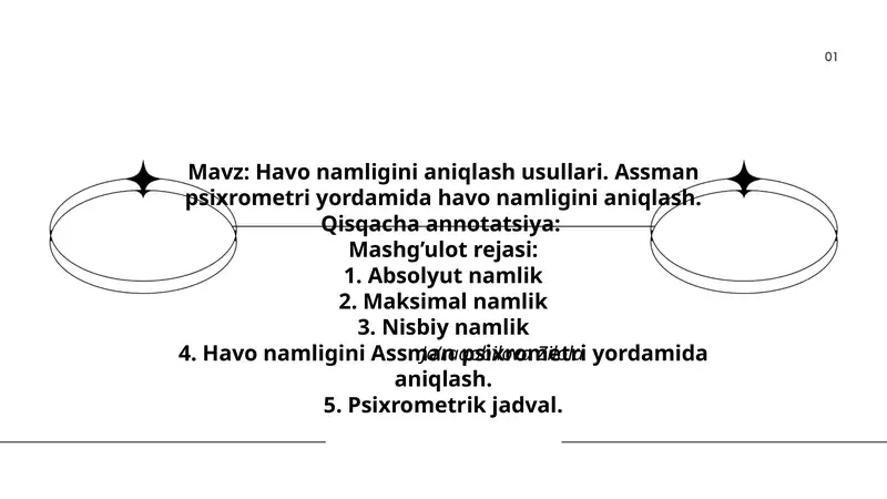 Havo namligini aniqlash usullari. Assman psixrometri yordamida havo namligini aniqlash.