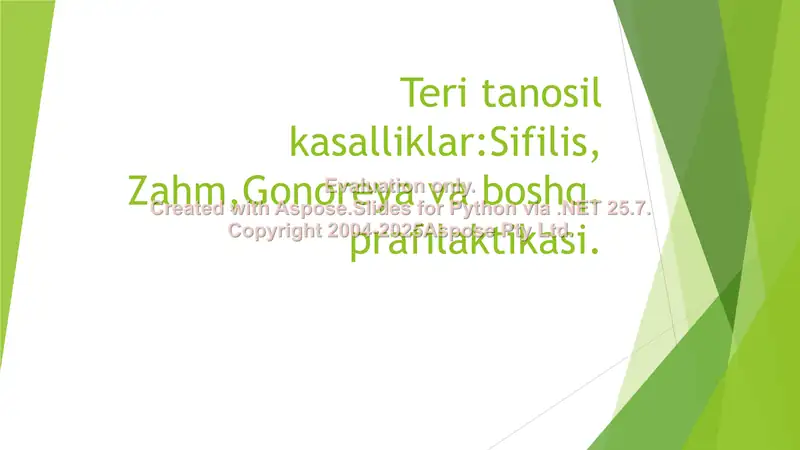 Teri tanosil kasalliklari: Sifilis va Gonoreya