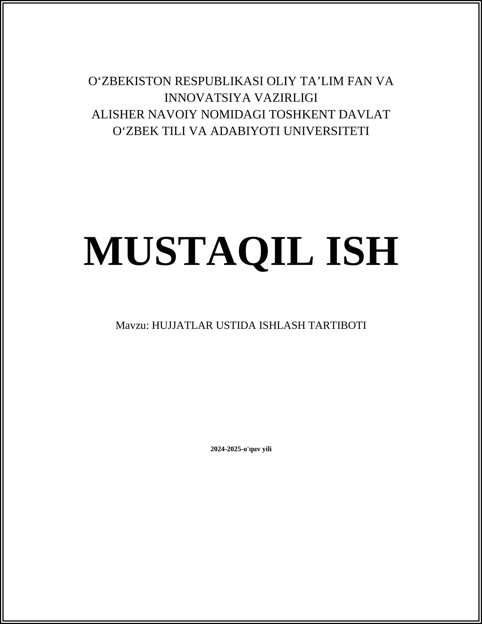 Hujjatlar asosiy turlari