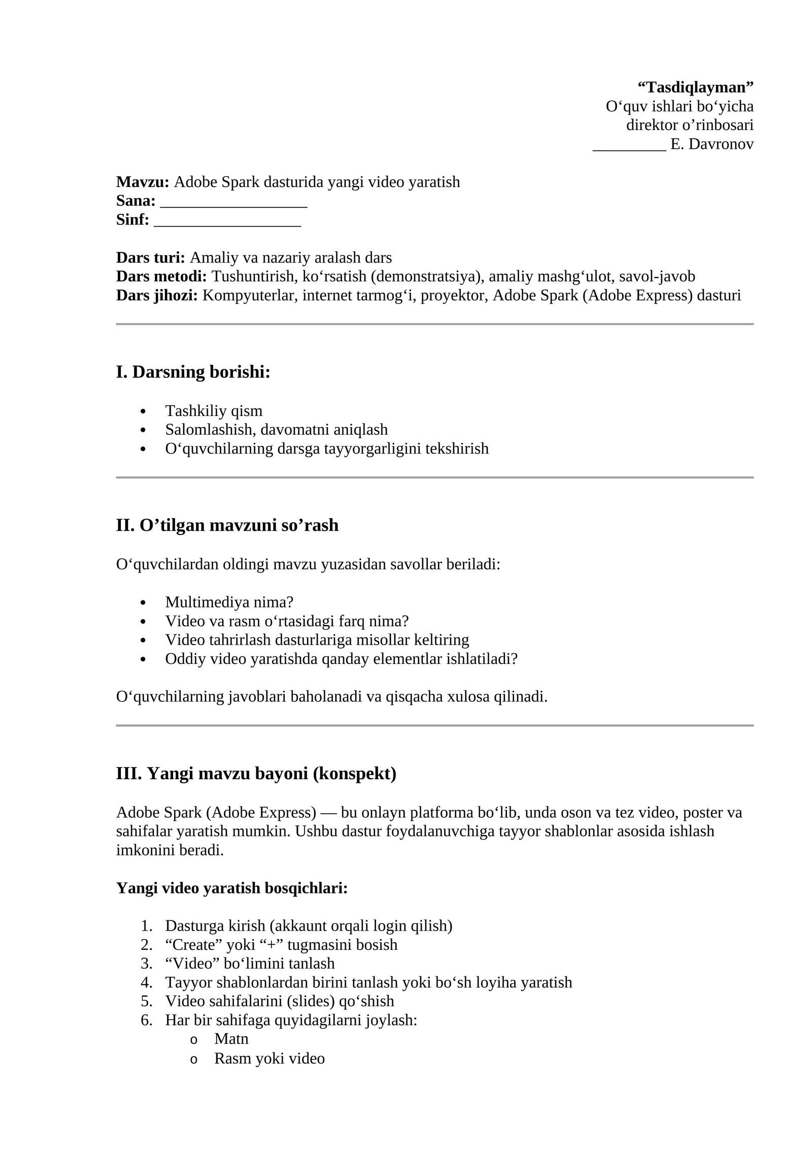 Yangi video yaratish