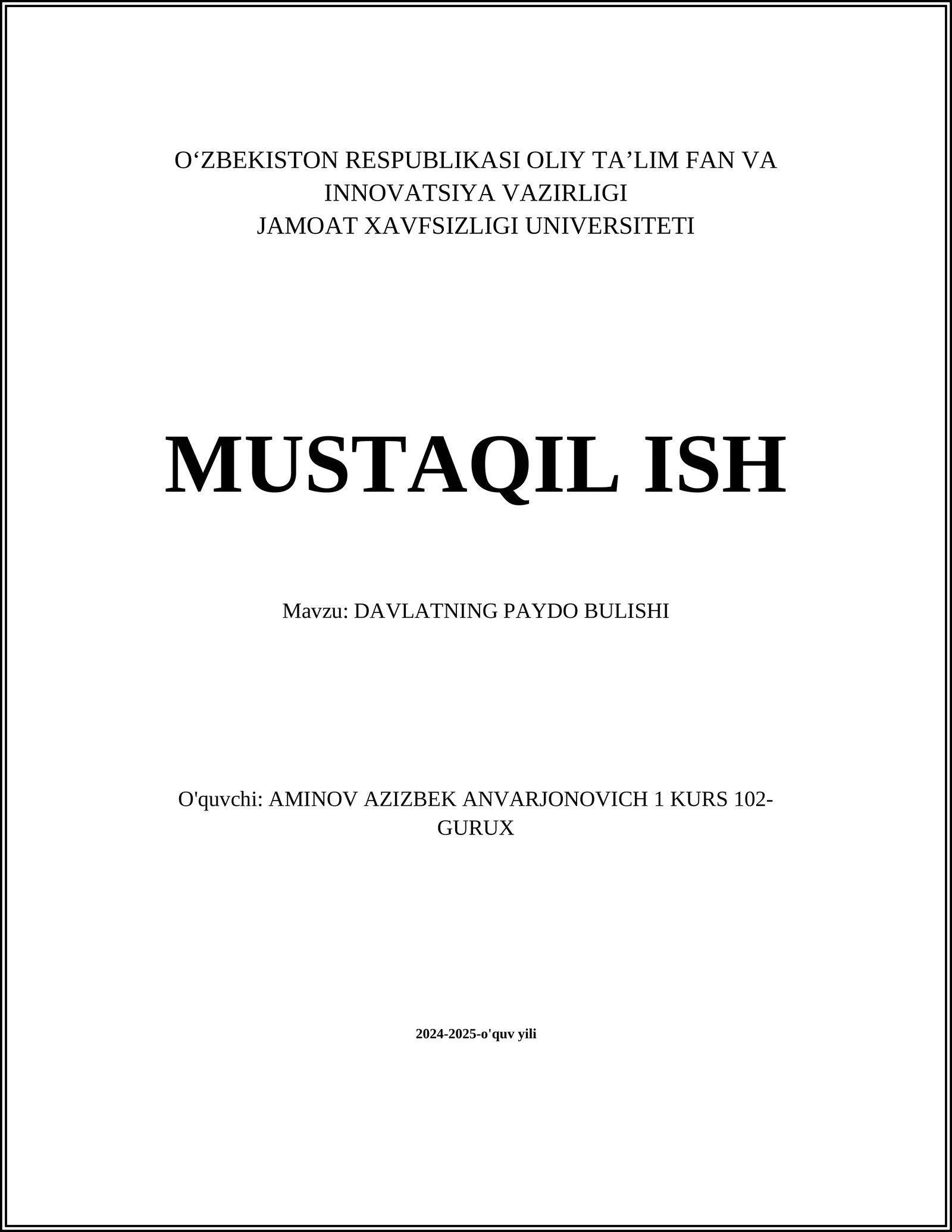 DAVLATNING PAYDO BULISHI