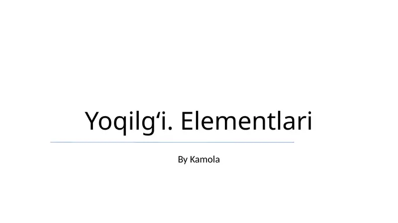 Yoqilgʻi. Elementlari