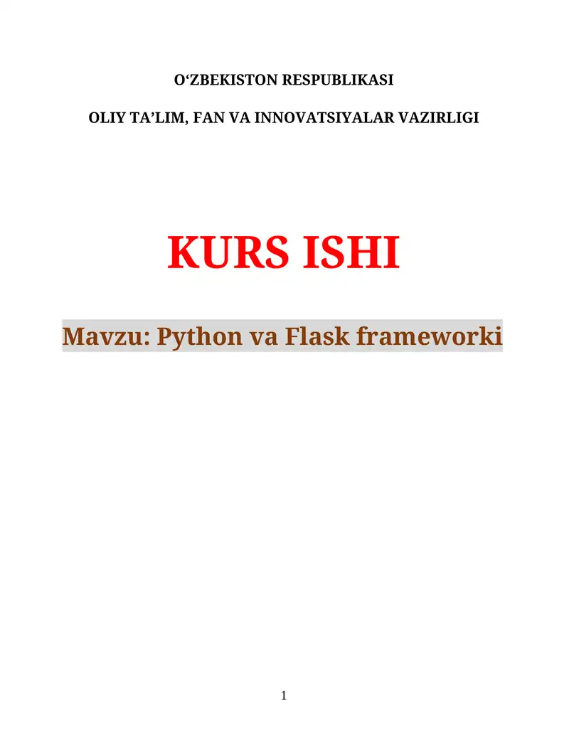 Python va Flask frameworki