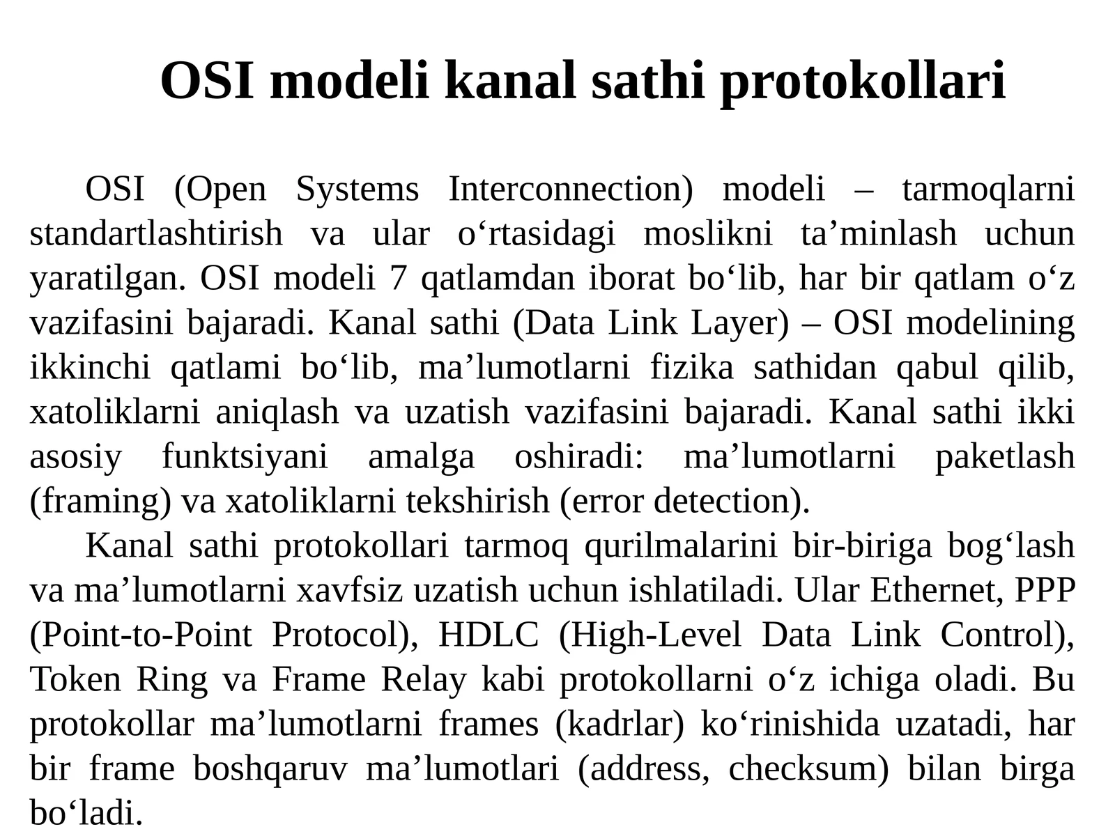 OSImodelikanalsathiprotokollari