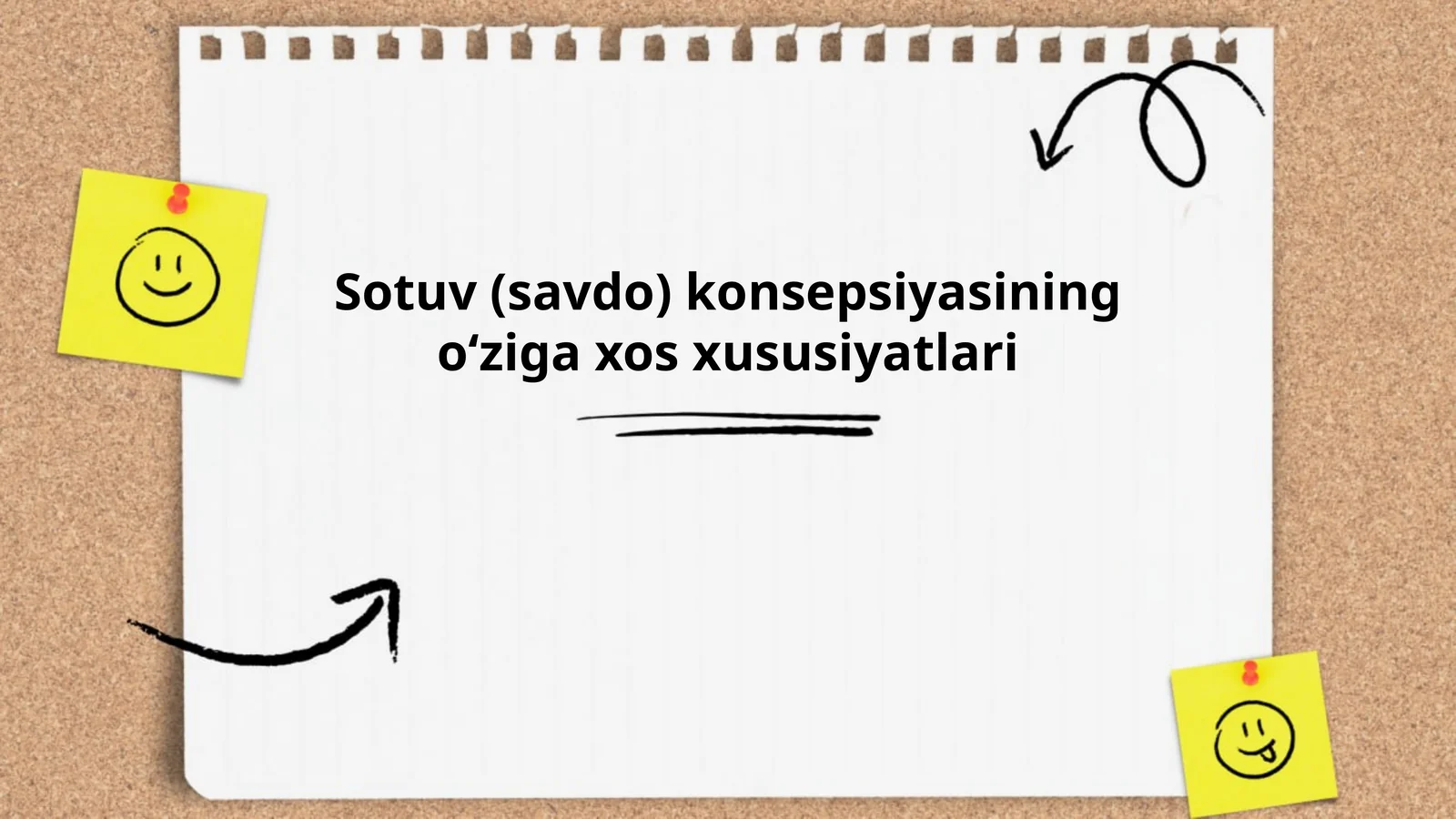 Sotuv (savdo) konsepsiyasining oʻziga xos xususiyatlari