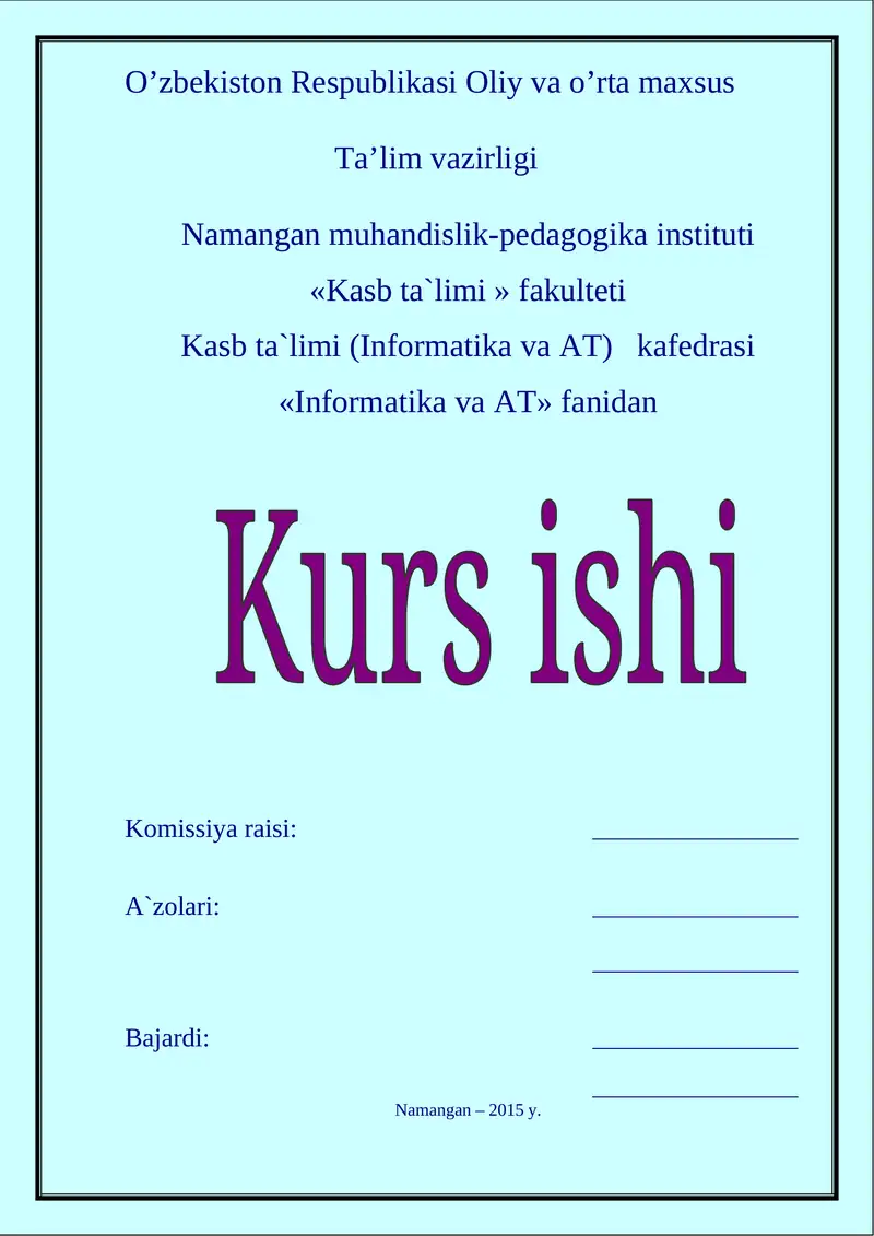 Kompyuter texnologiyalari mavzusida web sahifa yaratish