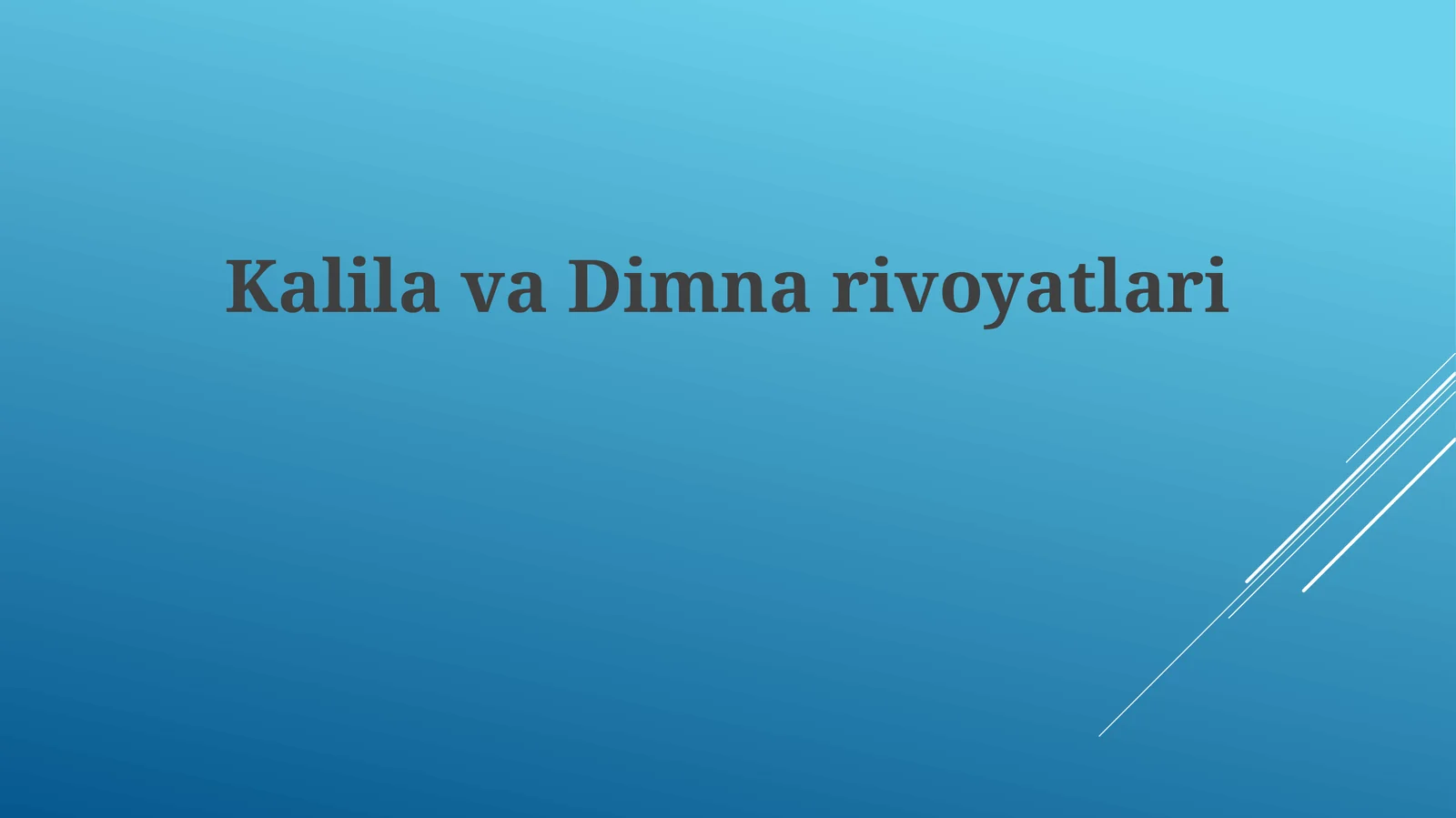 Qalila va Dimna hikoyalari tarixi