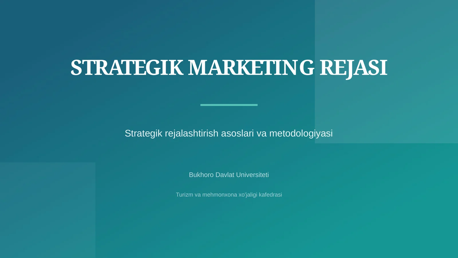 Strategik marketing rejasi