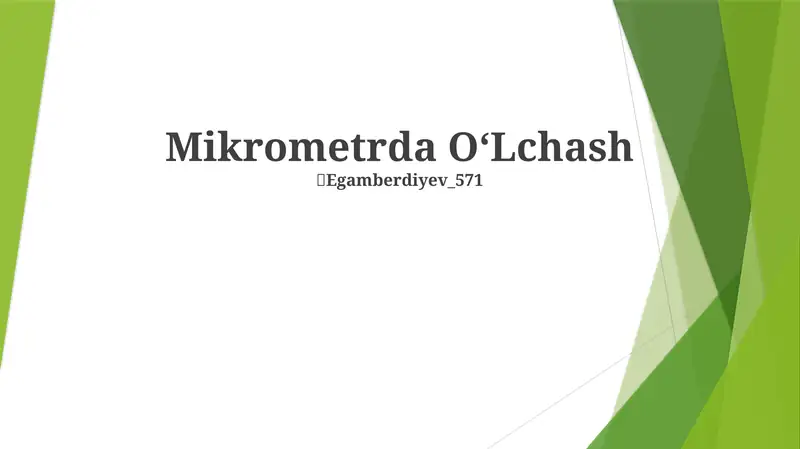 Mikrometrda OʻLchash