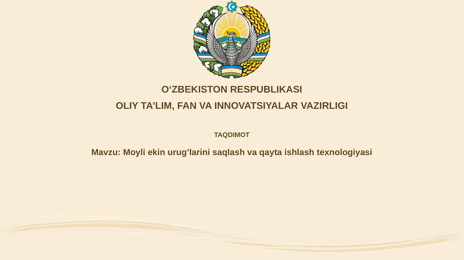 Moyli ekinlar urug'larini saqlash va qayta ishlash texnologiyasi