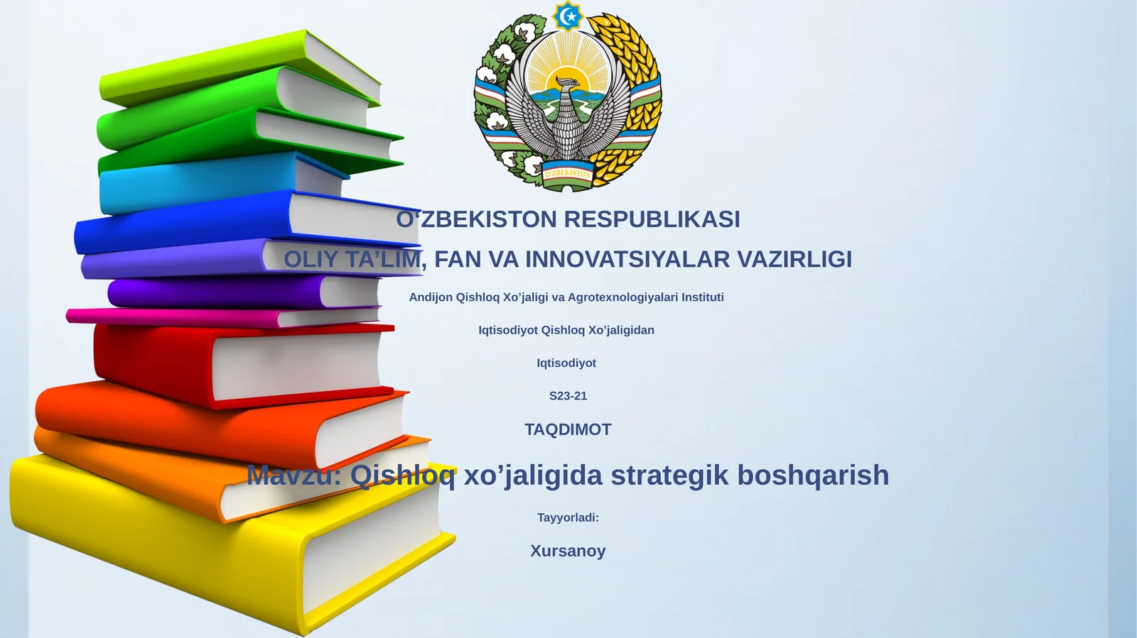 Qishloq xo’jaligida strategik boshqarish