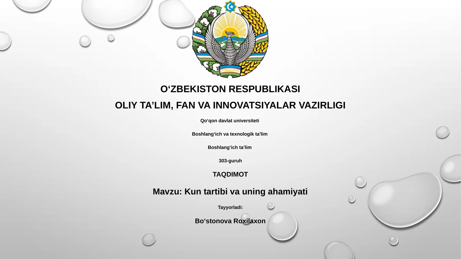 Kun tartibi va uning ahamiyati