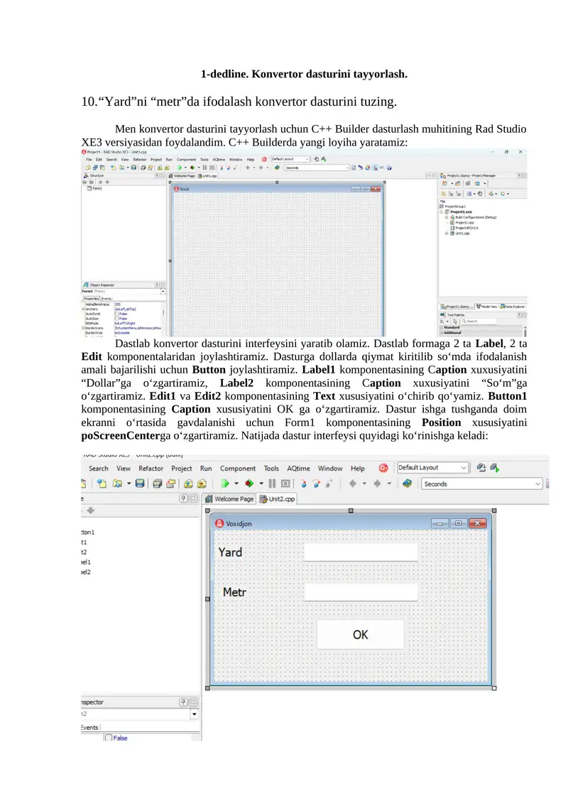 “Yard”ni “metr”da ifodalash konvertor dasturi